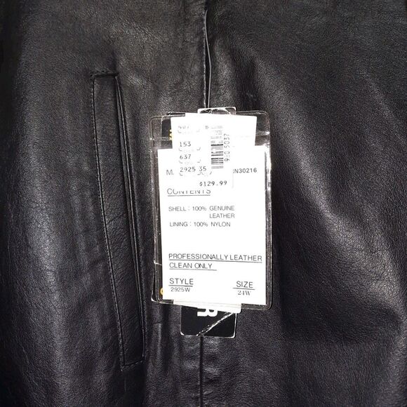 NEW Diana Marco Black Pleated High Waisted Baggy Leather Pants Tapered Leg 24W - Picture 7 of 8